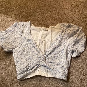 Abercrombie and Fitch Floral Short Sleeve Twist Front Top